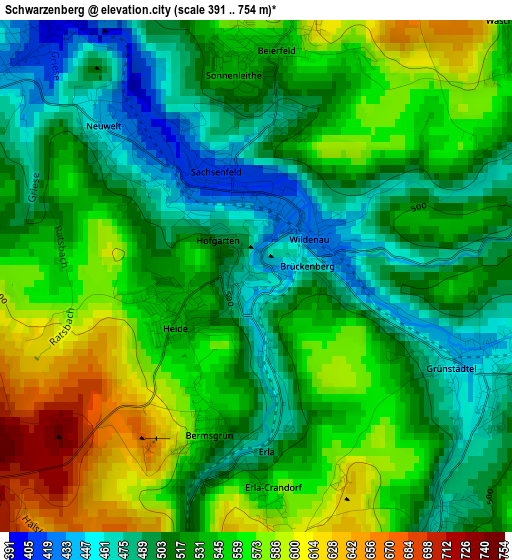 Schwarzenberg elevation map