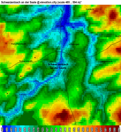 Schwarzenbach an der Saale elevation map