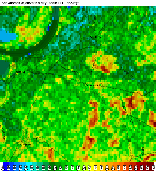 Schwarzach elevation map