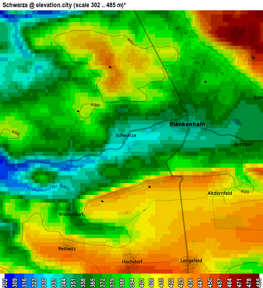 Schwarza elevation map