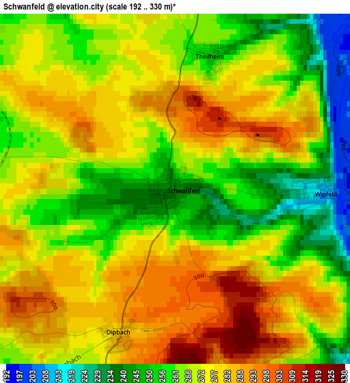 Schwanfeld elevation map