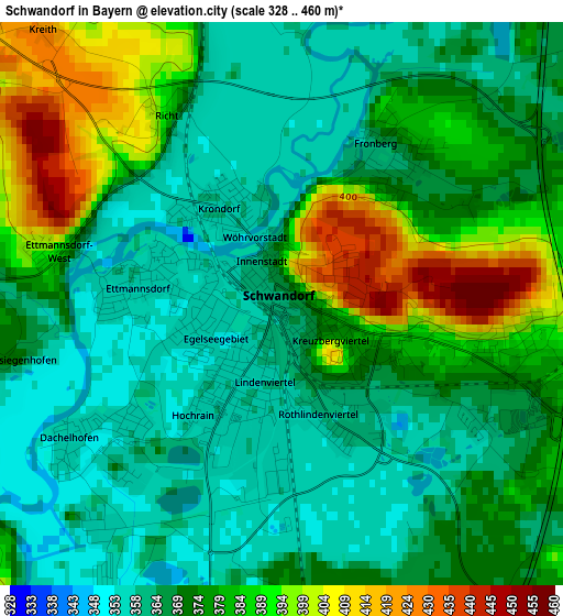 Schwandorf in Bayern elevation map