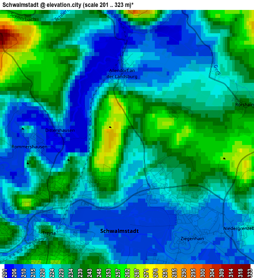 Schwalmstadt elevation map