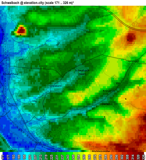 Schwalbach elevation map