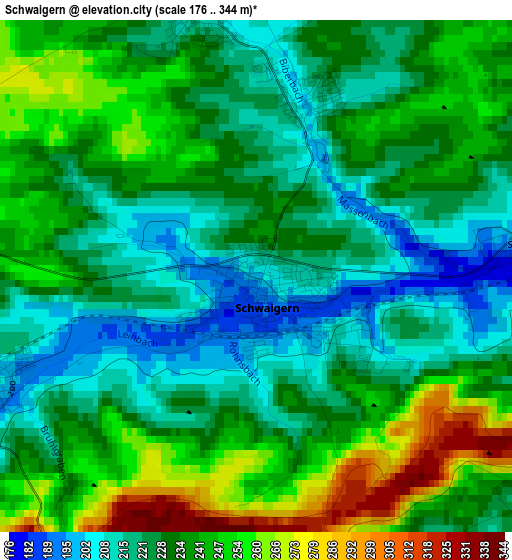 Schwaigern elevation map