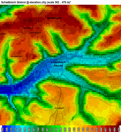 Schwäbisch Gmünd elevation map