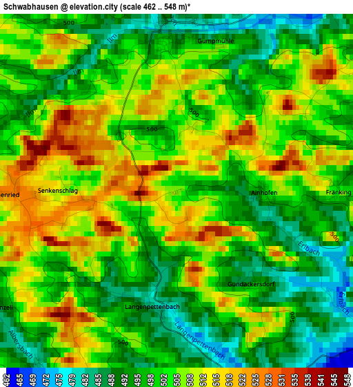 Schwabhausen elevation map