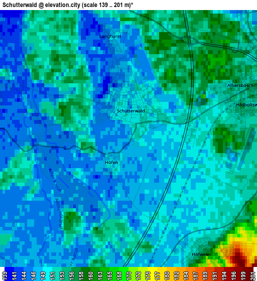 Schutterwald elevation map