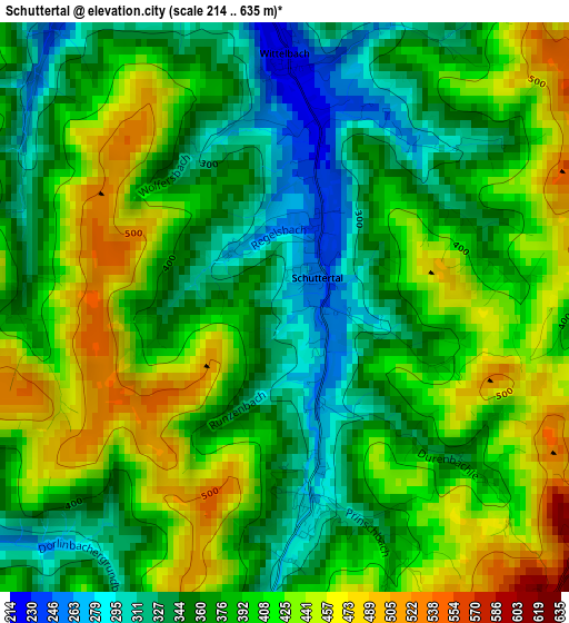 Schuttertal elevation map