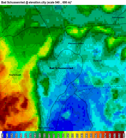 Bad Schussenried elevation map