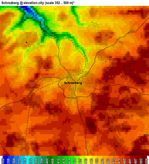 Schrozberg elevation map