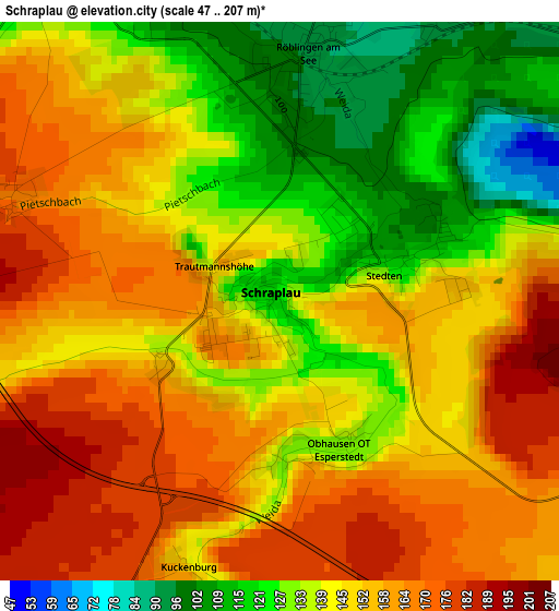 Schraplau elevation map