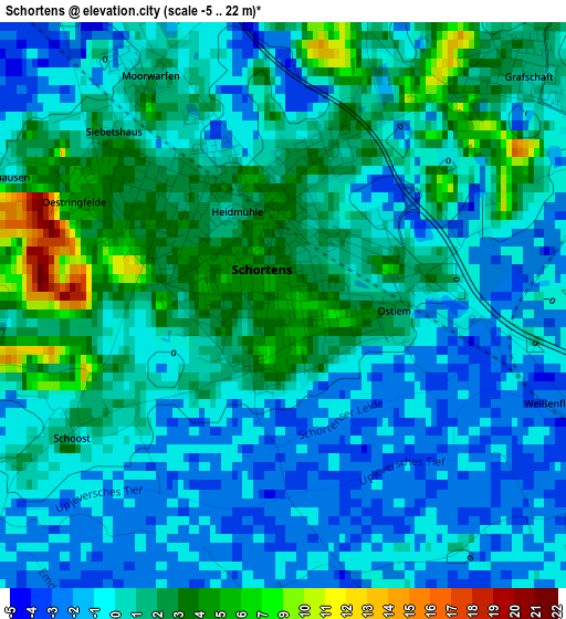 Schortens elevation map