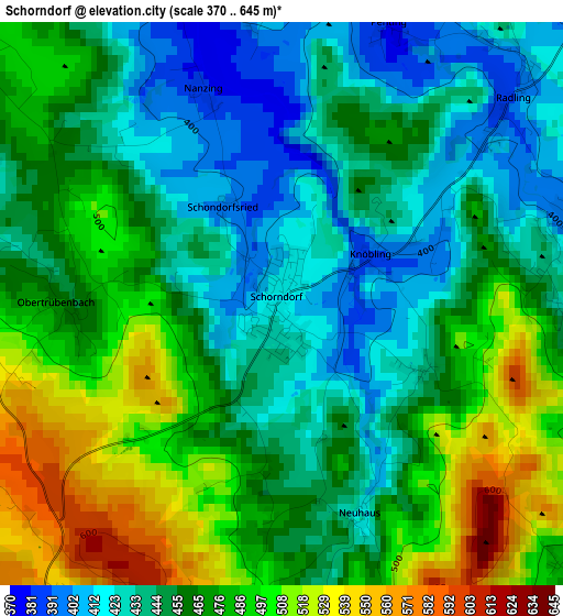 Schorndorf elevation map