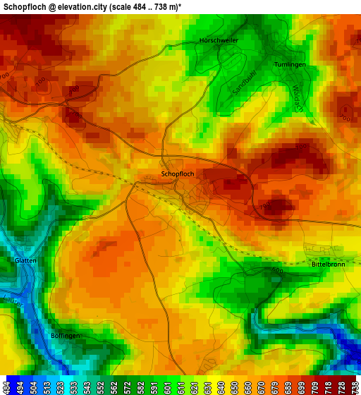 Schopfloch elevation map