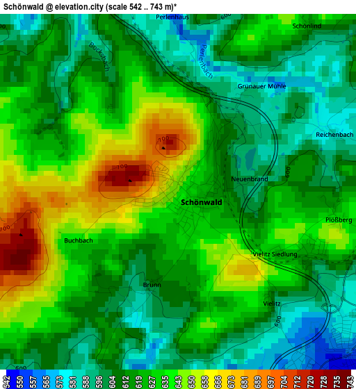 Schönwald elevation map