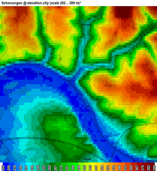 Schonungen elevation map