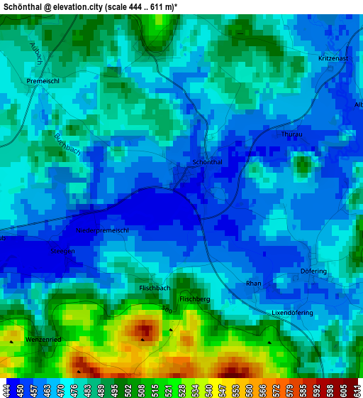 Schönthal elevation map