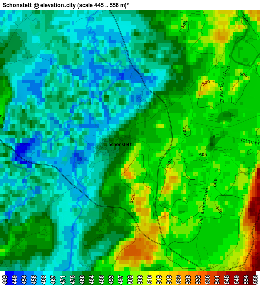 Schonstett elevation map