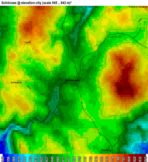 Schönsee elevation map