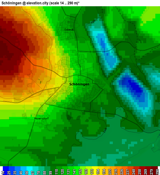Schöningen elevation map