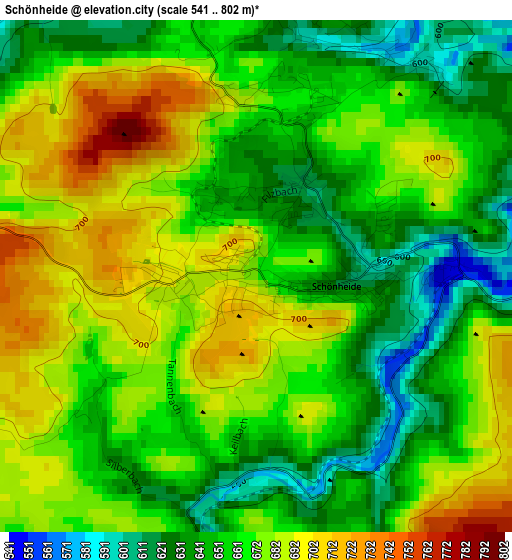 Schönheide elevation map