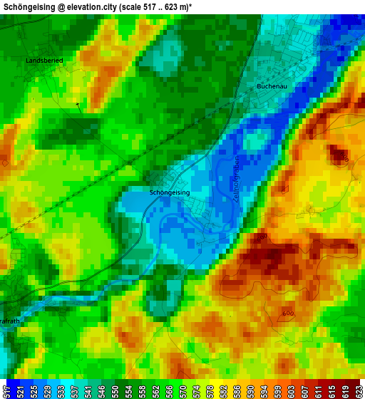 Schöngeising elevation map