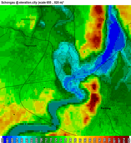 Schongau elevation map