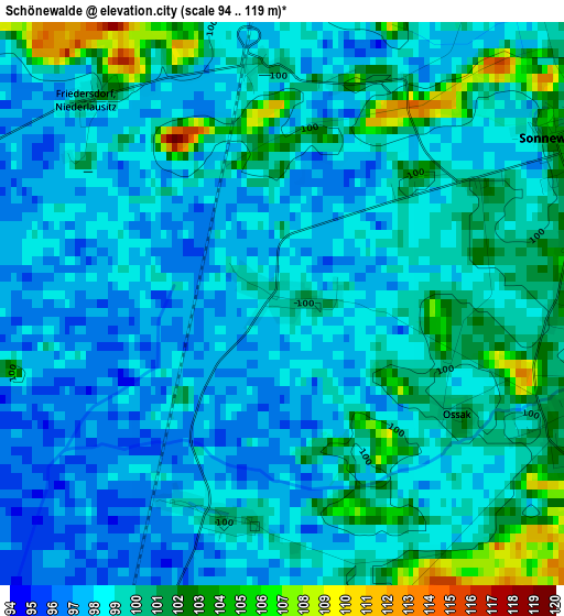 Schönewalde elevation map