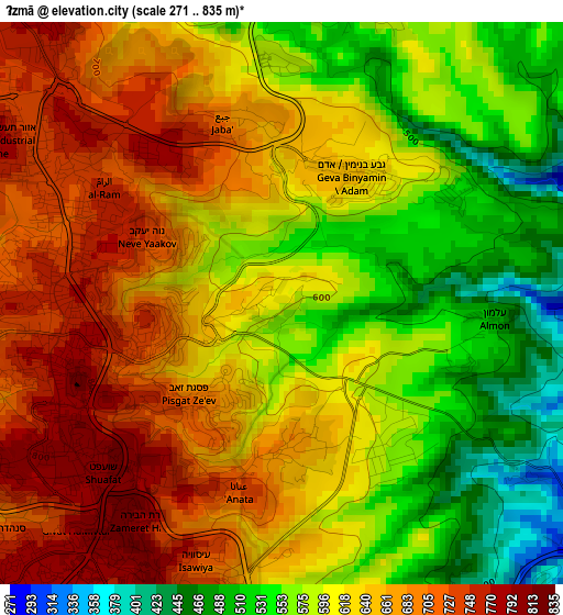 Ḩizmā elevation map