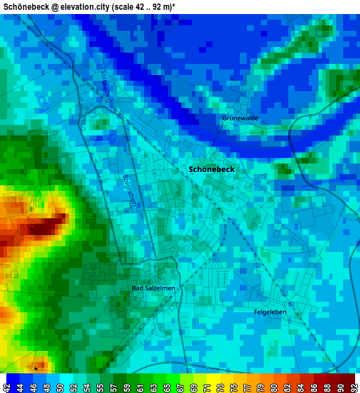 Schönebeck elevation map