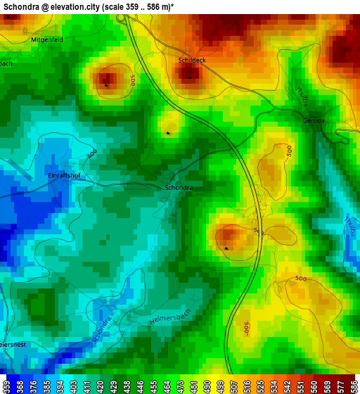 Schondra elevation map