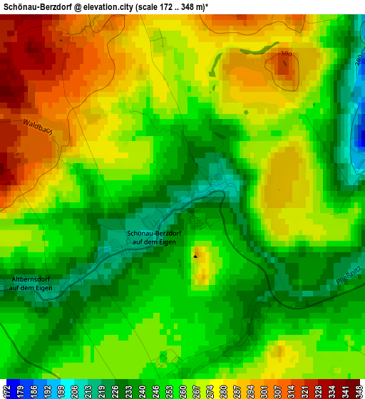 Schönau-Berzdorf elevation map