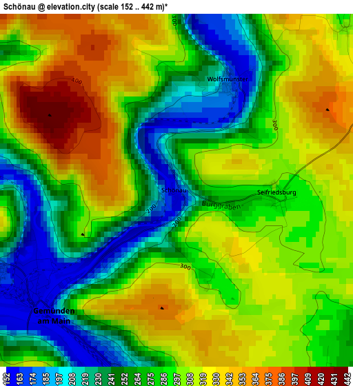 Schönau elevation map