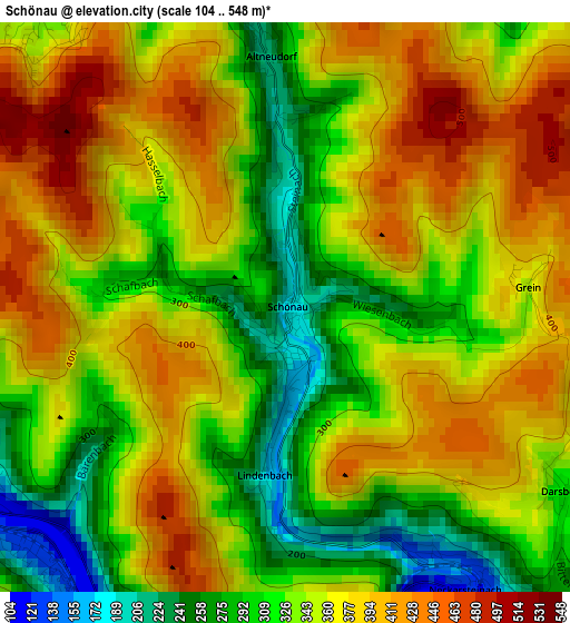 Schönau elevation map