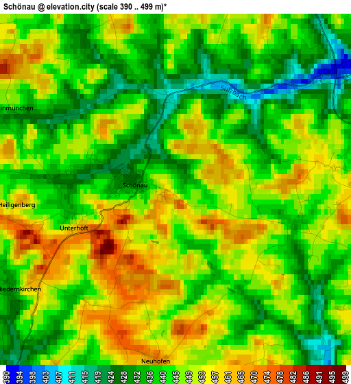 Schönau elevation map