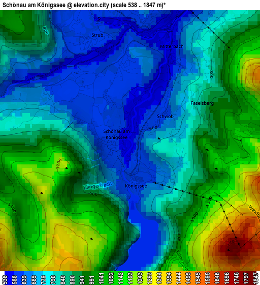 Schönau am Königssee elevation map