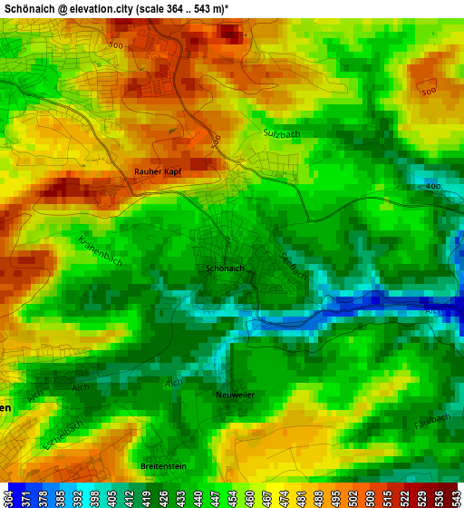 Schönaich elevation map