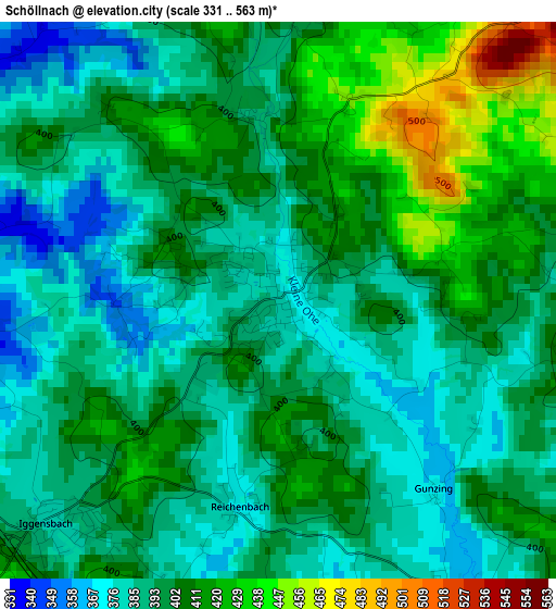 Schöllnach elevation map