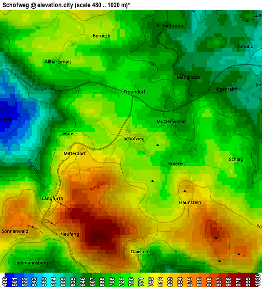 Schöfweg elevation map