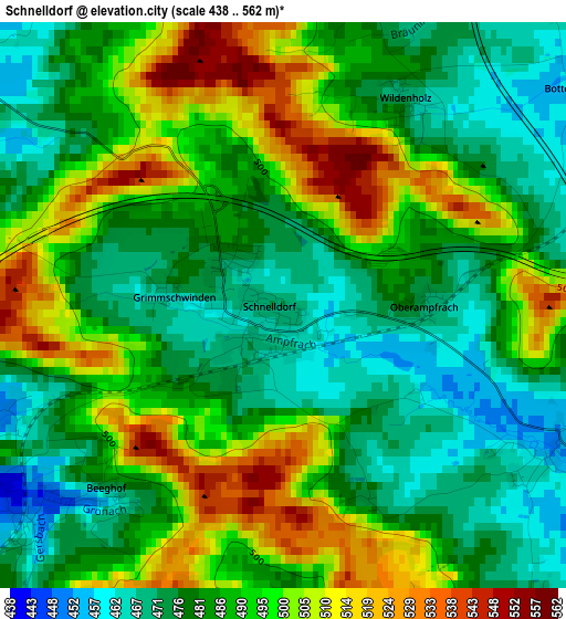 Schnelldorf elevation map