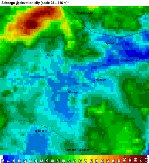 Schnega elevation map