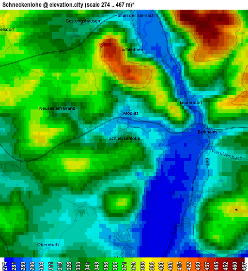 Schneckenlohe elevation map