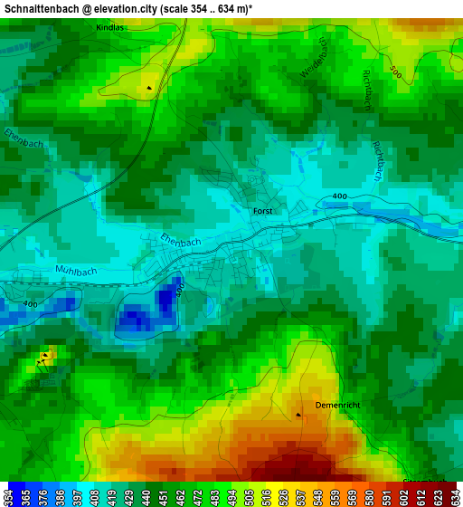 Schnaittenbach elevation map