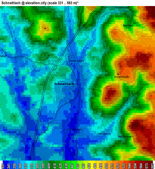 Schnaittach elevation map