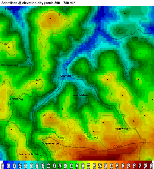 Schmitten elevation map