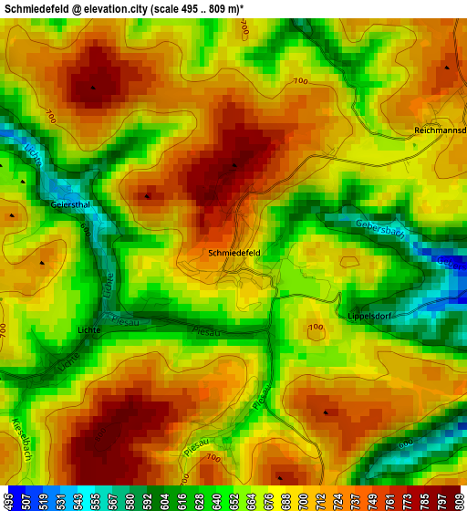 Schmiedefeld elevation map