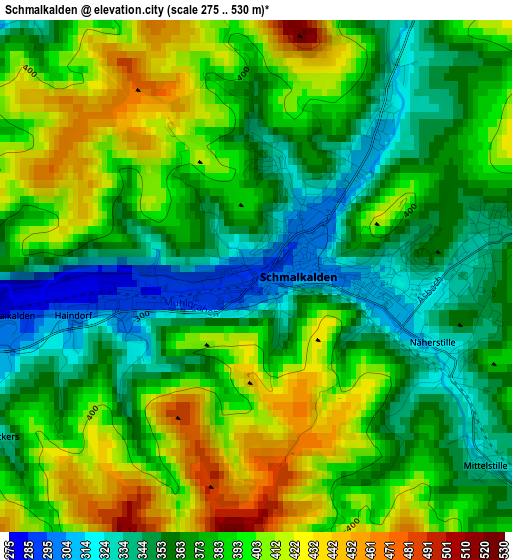 Schmalkalden elevation map