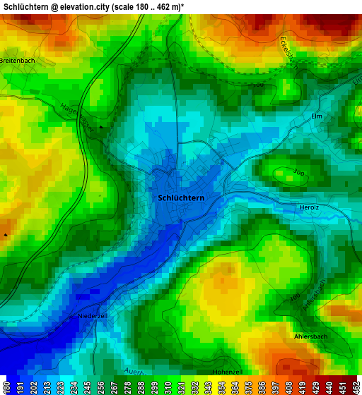 Schlüchtern elevation map