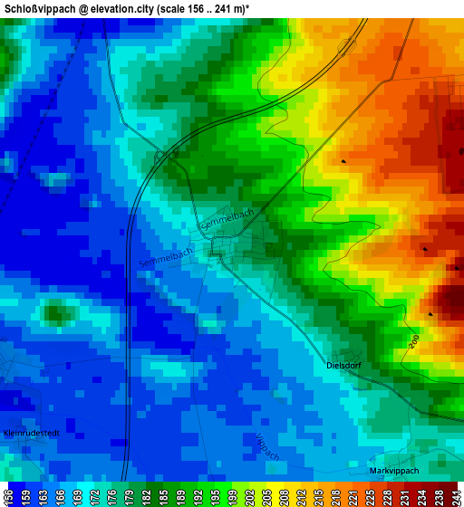 Schloßvippach elevation map